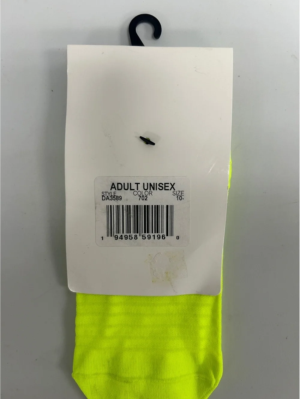 Nike Unisex Neon Yellow Socks - Single Pair